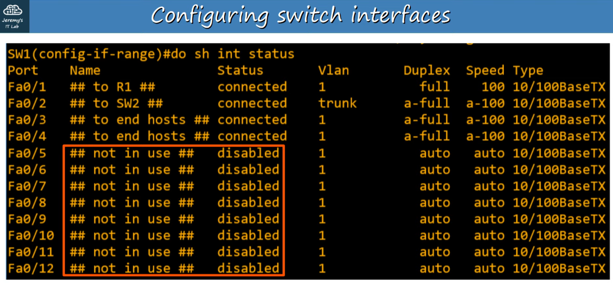 Interface Range Configuration
