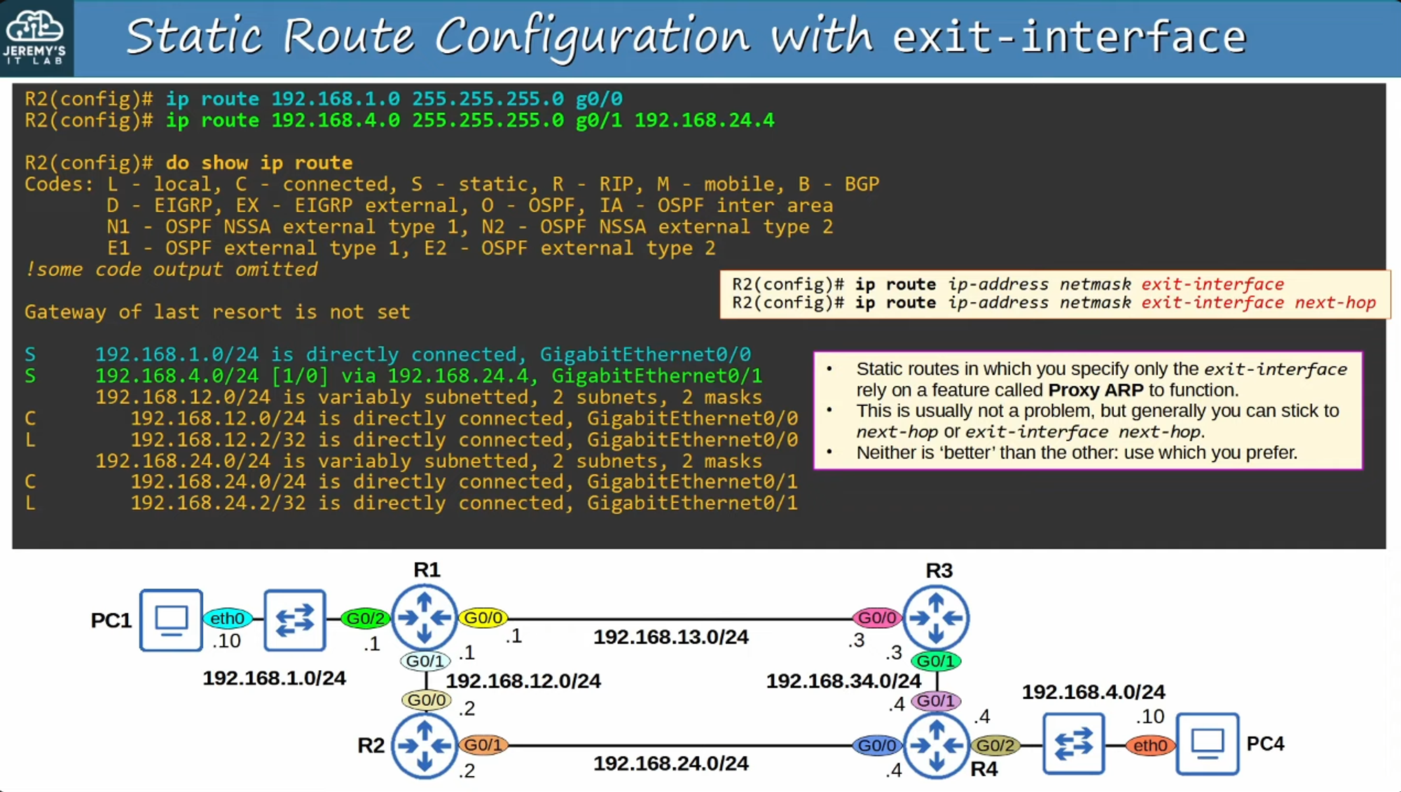 Exit Interface Configuration
