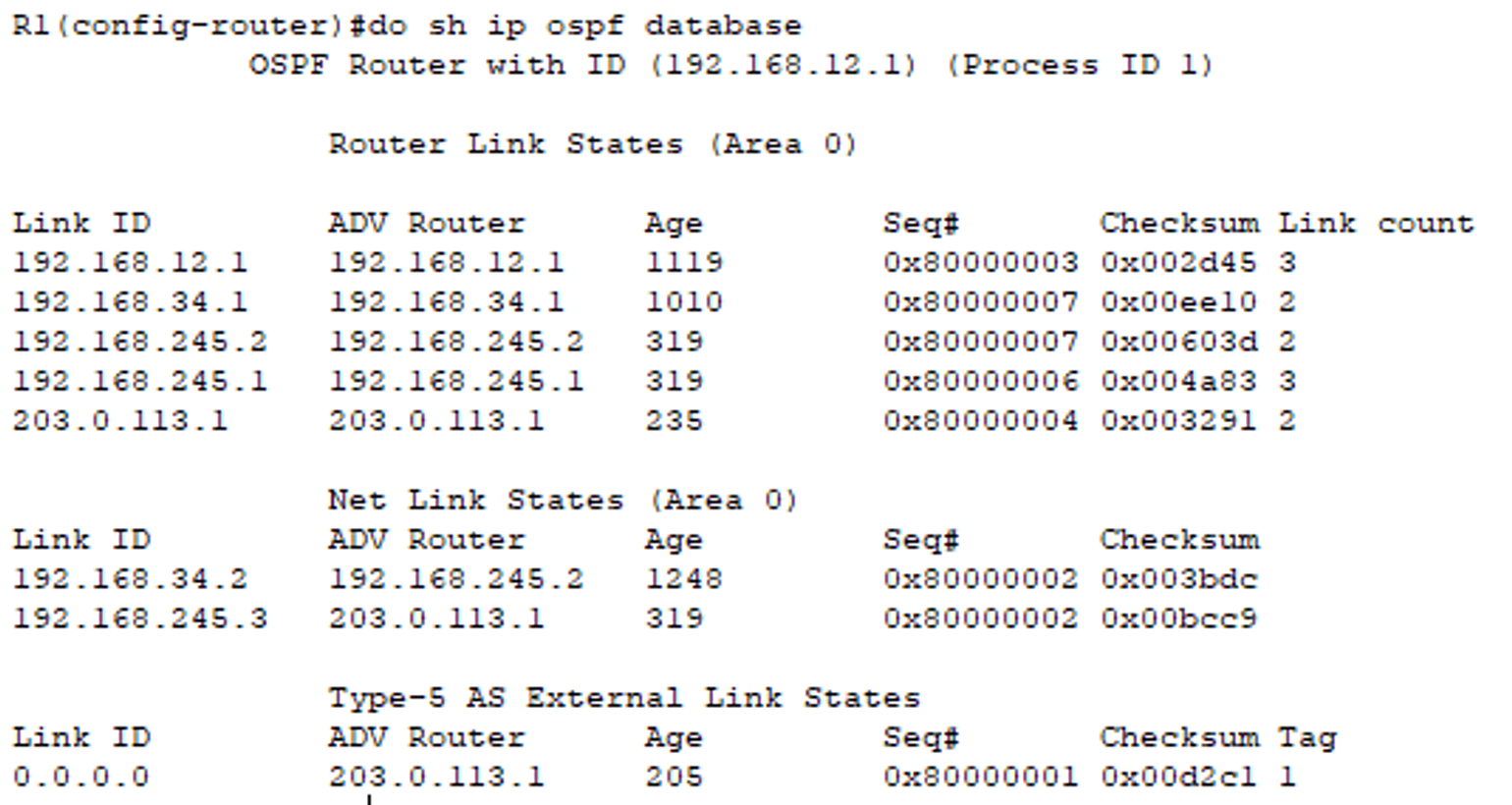 View OSPF LSDB