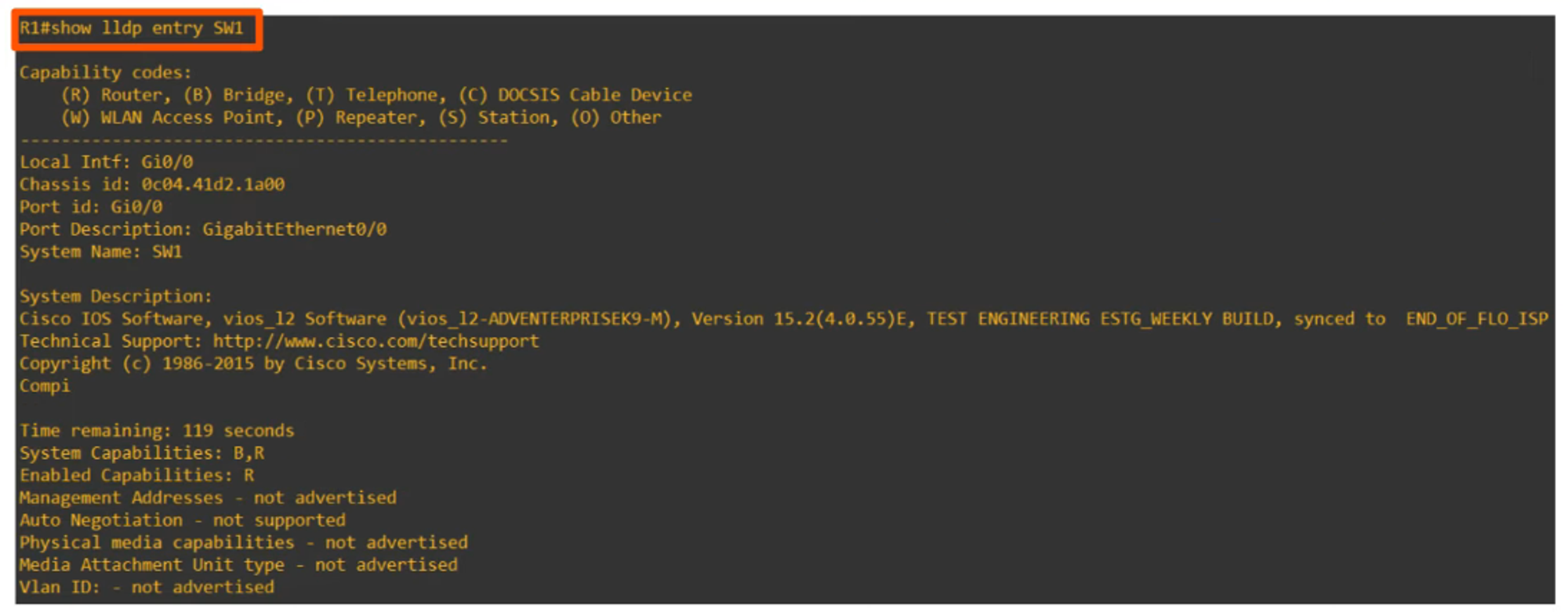 Show Specific LLDP Device Entry